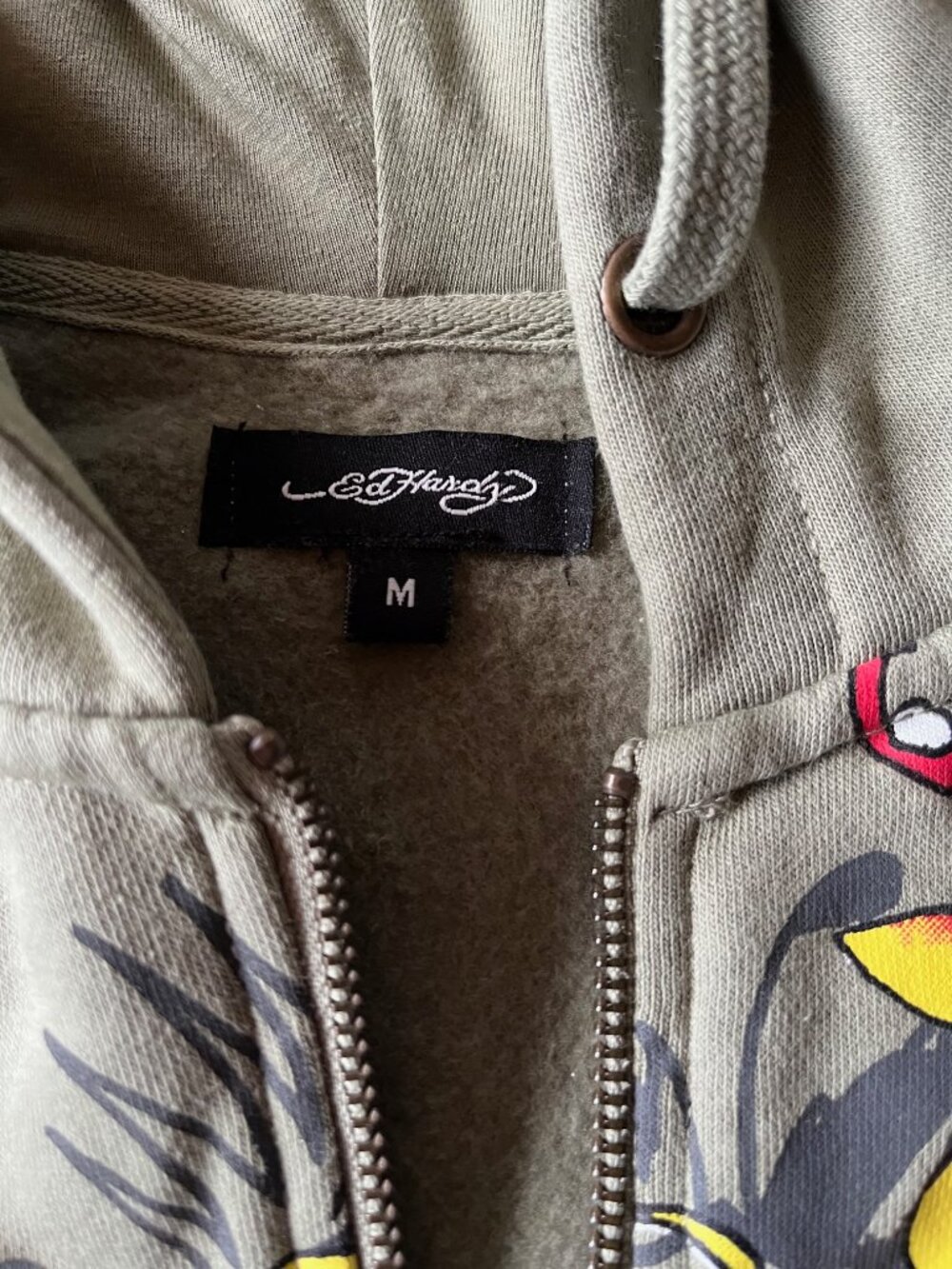Ed Hardy Y2K Tattoo Bird Graphic Zip Hoodie Women’s M
